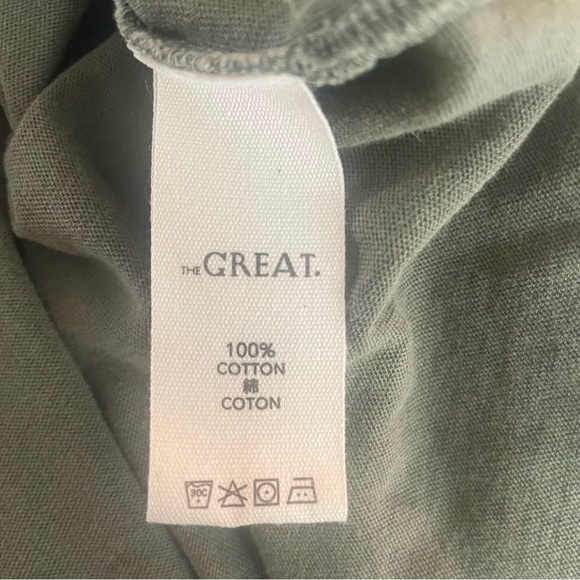 The Great. 100% Cotton Green Short Puff Sleeves T-Shirt Midi Dress 20749 - Picture 6 of 8